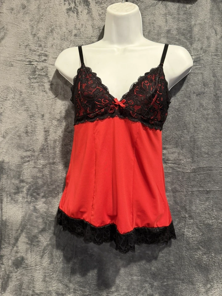 Top Cami Babydoll Ribete Encaje Rene Rofe Whimsigoth Mujer S/M Rojo Oscuro Romántico Foto 1 de 4
