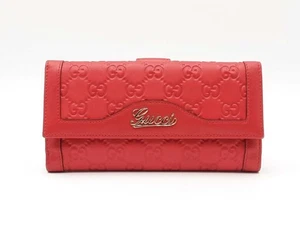 Gucci Gg Guccissima Red Leather Continental Long Wallet Fw0625orzdu - Picture 1 of 16