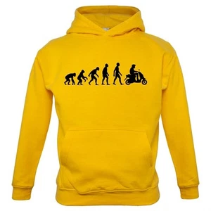 Evolution Of Man Moped - Kids Hoodie / Sweater - Motorbike Scooter Rider Bike - Picture 1 of 20