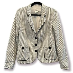 LACOSTE Blazer White & Black Striped Seersucker Fitted Large - Picture 1 of 7