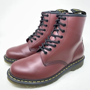 Dr Martens 1460 Red Smooth leather Ankle 8 Holes eye Airwair Boots UK 7 Eu 41 - Picture 1 of 13