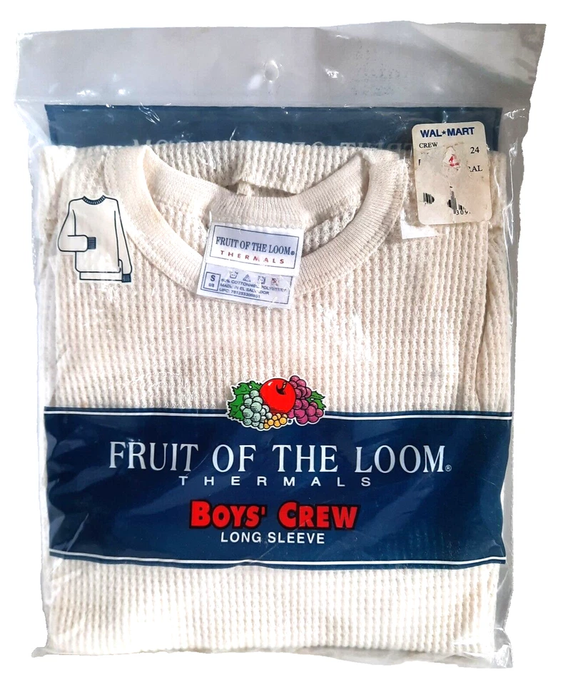 Camisa térmica vintage masculina Fruit of the Loom pequena 6-8 longa John Top anos 90 nova na caixa - Imagem 1 de 4