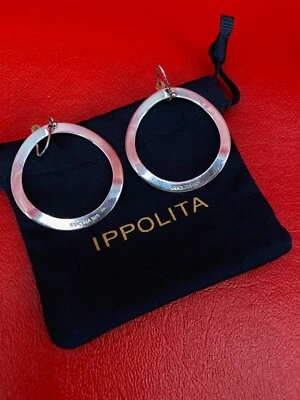Ippolita Signed Sterling Silver 925 Wavy Circle Hoop Drop Dangle Pierce Earrings - Image 1 of 4