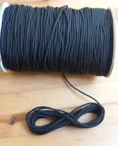 3mm Black Nylon Draw String Braided Piping Cord Waterproof Blind Round Tent Line - Picture 1 of 1