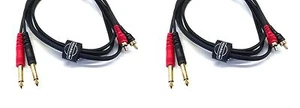 2 PACK 6' FT FOOT FEET Dual Patch 1/4" MALE TO RCA SPEAKER CABLE cords DJ PA - Picture 1 of 2