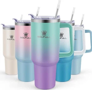 40 oz Tumbler with Handle and Straw Lid, 100% Leak-proof Travel Stainless Steel - Picture 1 of 6