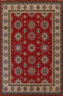 Alfombra oriental súper kazaja roja/marfil 9'x12' lana anudada a mano alfombra tribal Foto 1 de 4