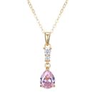 Ladies 9 Carat Gold On  Sterling 925 Silver Pink White Sapphire Pendant Necklace