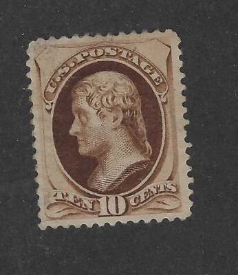 US Scott # 187, 10 cent brown,MNG, 1878, Vf+, scv. $1200 - Image 1 of 2