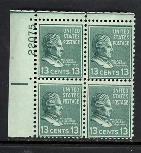 SCOTT 818 1938, 13 CENT MILLARD FILLMORE REGULAR ISSUE PB OF 4 MNH OG F! - Picture 1 of 2