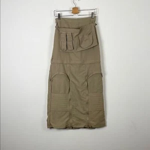 Tripp NYC Rare Khaki Utility Parachute Cargo Zip Off Convertible Maxi Skirt SZ 7 - Picture 1 of 11