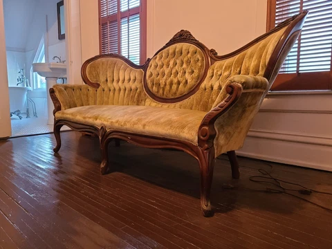 Mid 20th Century Kimball Victorian Style Soft  Velvet Tufted Cameo Sofa Cover