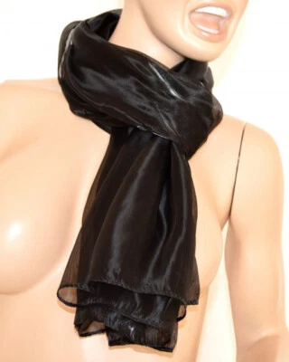 Sciarpa donna nera tinta unita metallizzata scaldacollo invernale regalo U15 - Immagine 1 di 2