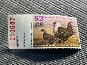 1979 Montana Department of Fish and Game Youth Bird License Stamp unsigned MNHOG - Picture 1 of 2