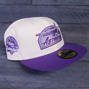 SIZE 7 3/8 NEW ERA Exclusive Houston Astros Chrome Dome Off White Purple Hat Cap - Picture 1 of 6