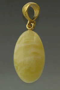 Colgante yema de huevo blanco genuino ámbar báltico plateado chapado en oro 2,7 g p1700719-10 - Imagen 1 de 4