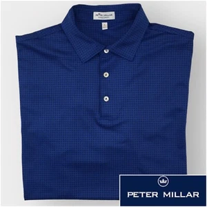 PETER MILLAR Mens Golf Polo Shirt Size L Wicking Stretch Performance Geometric - Picture 1 of 6