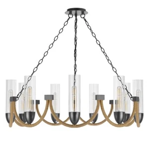 Cal Lighting Argyle 9Lt Metal Chandelier/Moss Rods/Glass, Bronze - FX-3815-9 - Picture 1 of 1