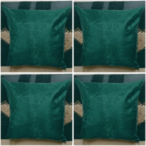 Cushion Covers Emerald Green - Set of 4 - 16x16" 40x40cm Floral Home Decor Zips - Picture 1 of 8