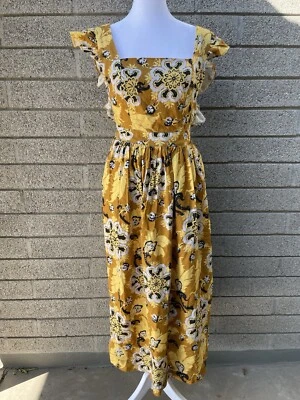 Nuevo con etiquetas Maxi Vestido The Odells Espalda Baja Amarillo Floral Manga Acampanada Jardín Primavera -2 Foto 1 de 4