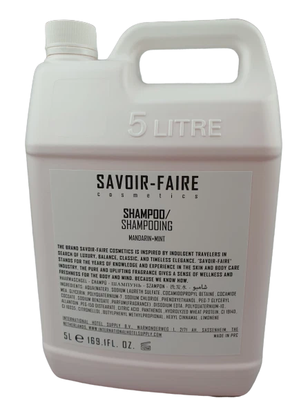 BULK 5 Litre Savoir- Faire Hotel Shampoo | Bnb Supplies - Image 1 of 1