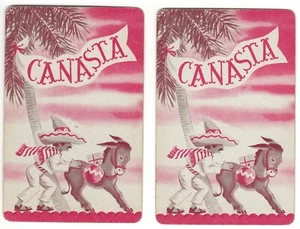 2 Vintage Single Swap Playing Cards Canasta Sombrero Stubborn Mule - Picture 1 of 1