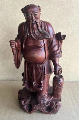 Wooden Hand Carved Chinese Eight Immortals God Yaochi H21cm - Image 1 of 4