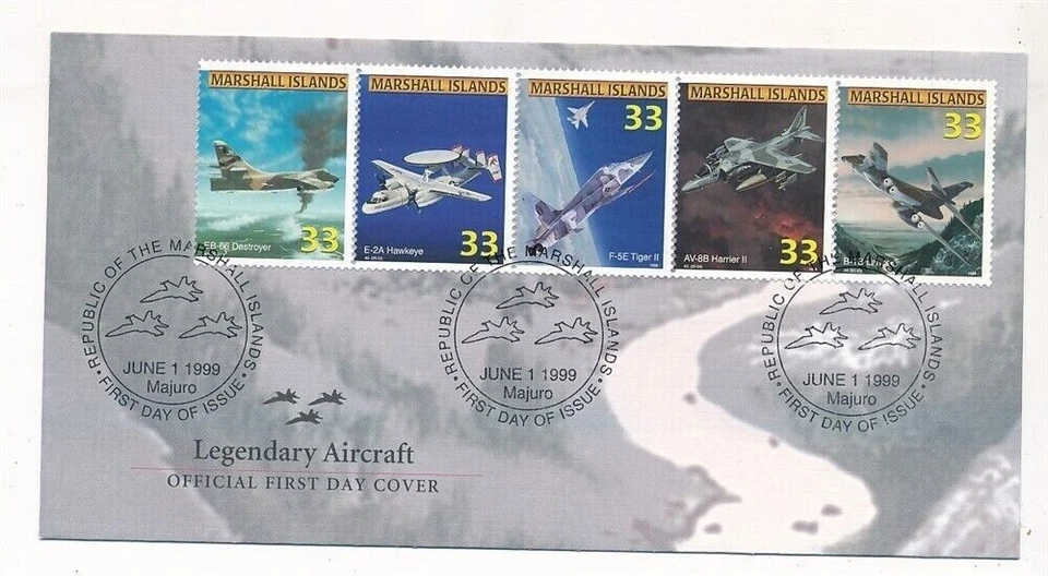 D428802 Marshall Islands FDC Legendary Aircrafts 1999 - Image 1 of 1