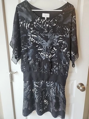 Vestido ADAM By Adam Talla 8 Labios Nueva York Abstracto Tie-Dye 100% Seda Cintura Caída Mini   Foto 1 de 4