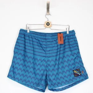 Missoni Blue Striped Logo Patch Nylon Swim Shorts - Picture 1 of 4