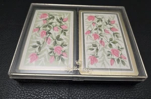 Tarjetas de juego vintage Hallmark Pink Roses puente de dos barajas nuevas en caja barajas selladas - Imagen 1 de 4
