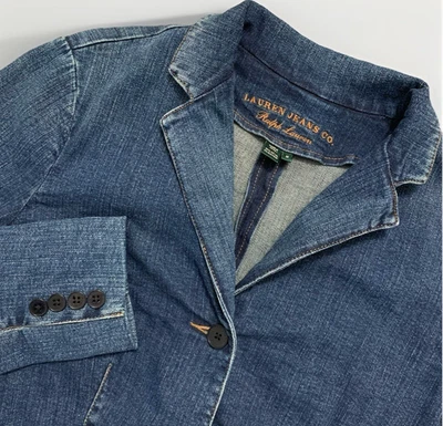 Vintage Lauren Jeans Co Ralph Lauren Denim Blazer Jacket Womens Medium Button - Image 1 of 4