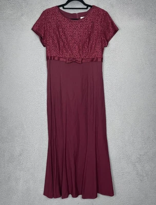 Vestido Vintage Just Choon Para Mujer Talla 11 Borgoña Encaje Maxi Imperio Cintura Regencia Foto 1 de 4