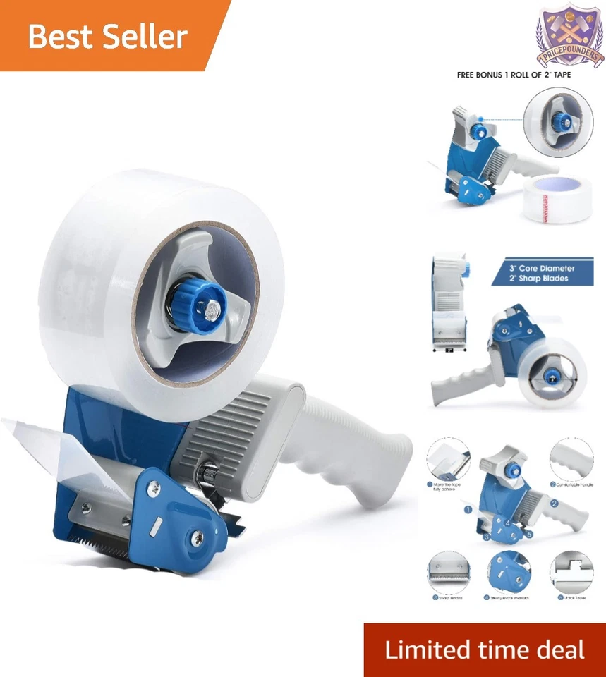 Packing Tape Dispenser Gun Pacific Mailer 2 Inch With Carton - Blue