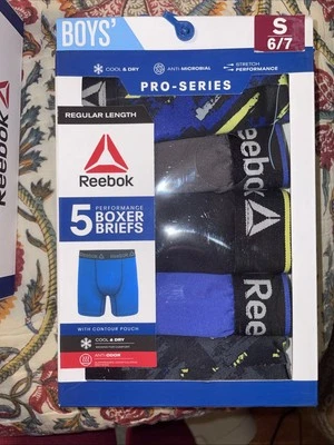 Reebok Boxer Briefs Boys Small Blue Print Assorted Underwear 5-Pack - Small - Image 1 of 4