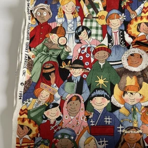 Vintage 1.5 yards Alexander Henry CHILDREN OF THE WORLD 1994 Phillip deLeon  - Picture 1 of 3
