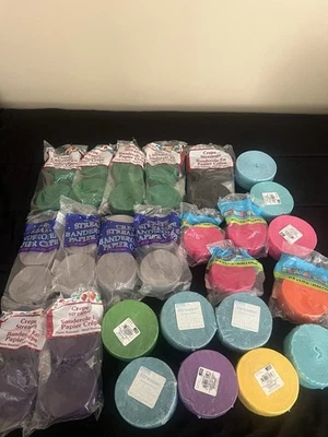 PARTY CREPÉ PAPER STREAMERS LOT MIXED COLORS NEW - Image 1 of 3