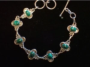 Malachite Sterling Silver Link Bracelet - Picture 1 of 3