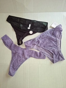 3pc XXL 2x BP Jockey Auden Nylon LOT PANTIES Briefs Thong lavender Purple Lace - Picture 1 of 7