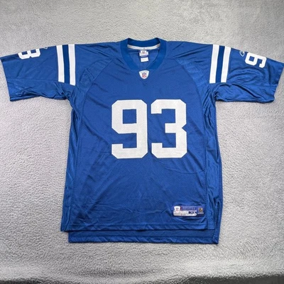 Camiseta deportiva de fútbol americano azul extra grande Dwight Freeney 93 Reebok NFL Indianapolis Colts Foto 1 de 4