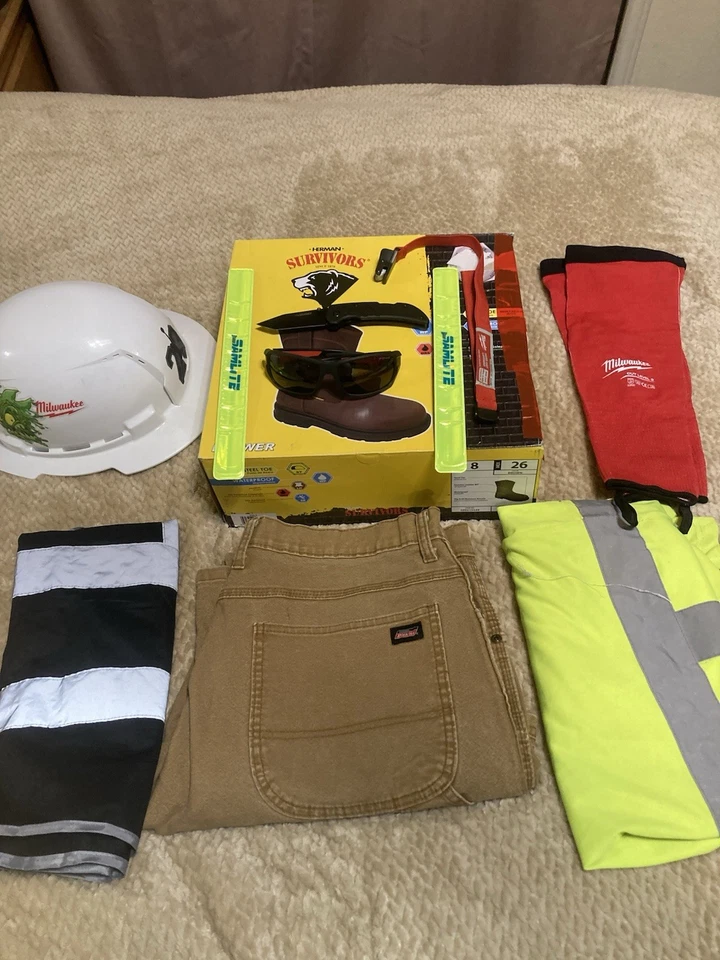 Paquete de Uniforme de Trabajo Pantalones para Hombre 38x30 Chaleco XL Gafas de Seguridad Guantes y Más Lote Foto 1 de 4