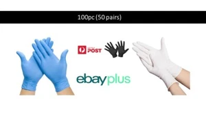 100pc DISPOSABLE GLOVES -STRETCHABLE- POWDER FREE Food Handling Black/Blue/White - Picture 1 of 18