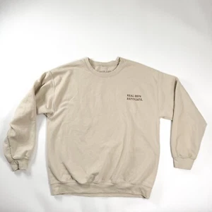 Real Men Exfoliate. NCLA Beauty Embrodiered Large Tan Sweatshirt - Picture 1 of 9