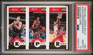 1996 Collectors Choice #B2 Gold Kucok/Pippen/Rodman NBA Champions PSA 10 Gem  - Picture 1 of 2