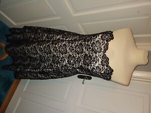 Debut Black Layer Lace Prom, Evening, Smart Cocktail Strapless Dress Size 16