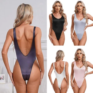 Costume da bagno donna pezzo unico body spiaggia costume da bagno scollo a U perizoma taglio alto body - Foto 1 di 58