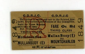 Railway Ticket Irish CDRJC 3rd Class Return Mullanbuoy - Mountcharles 0s8d - Picture 1 of 1