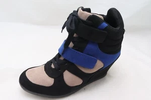 Zapatillas de tacón de cuña Simply Vera Wang para mujer 8M azul bronceado negro con cremallera - Imagen 1 de 11
