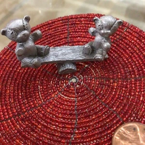 Unique Spoontiques Pewter Bears on See Saw Figurine 1983. #313 - Picture 1 of 9