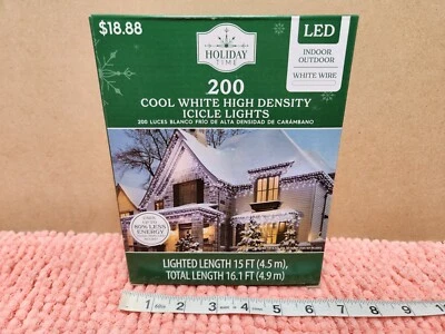 Luces de Navidad de vacaciones 200 luces de hielo blancas frías de alta densidad LED 16' Foto 1 de 4